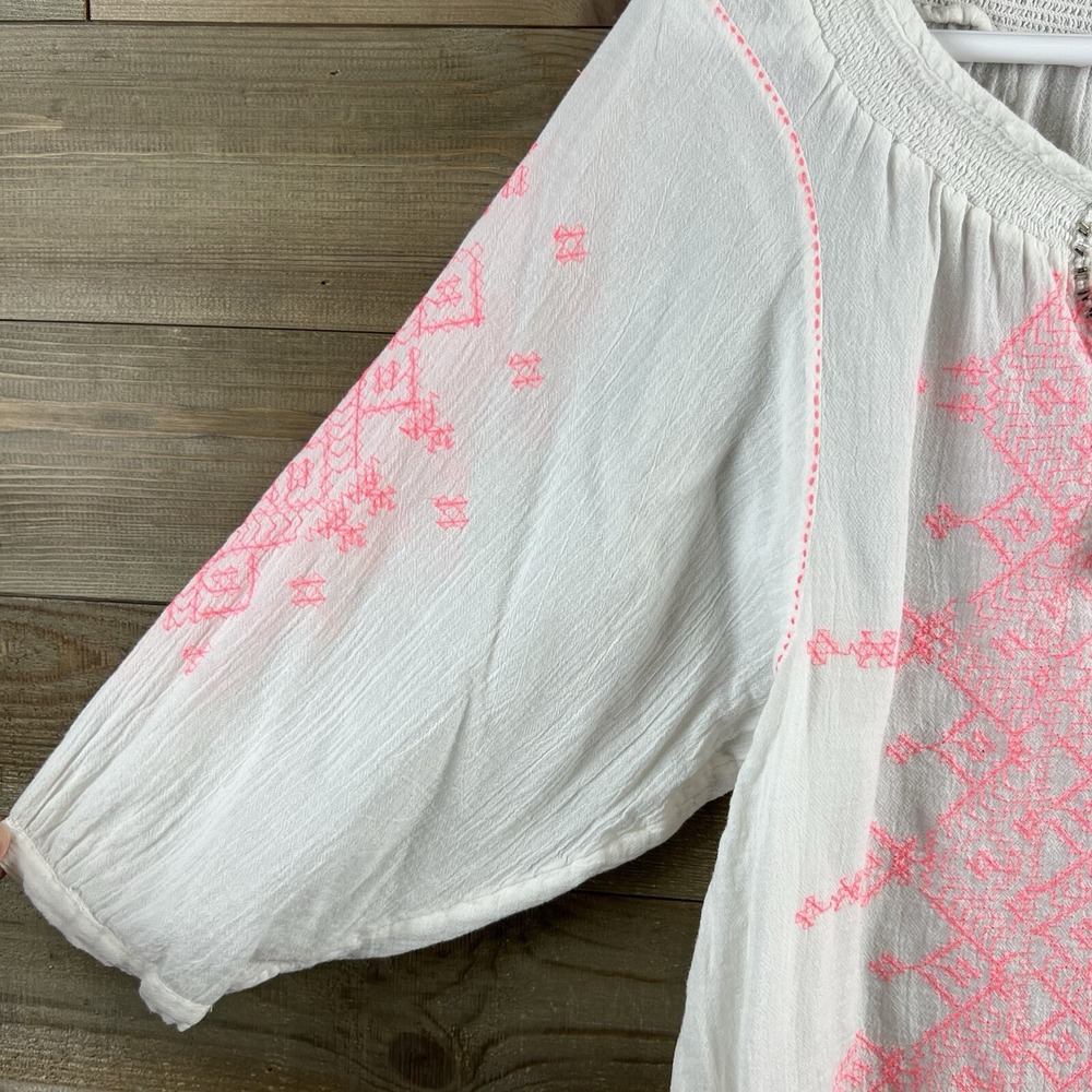 Maeve Anthropologie Womens Shirt Cotton Gauze Blouse Embroidered Beaded Size 4 - Picture 4 of 9